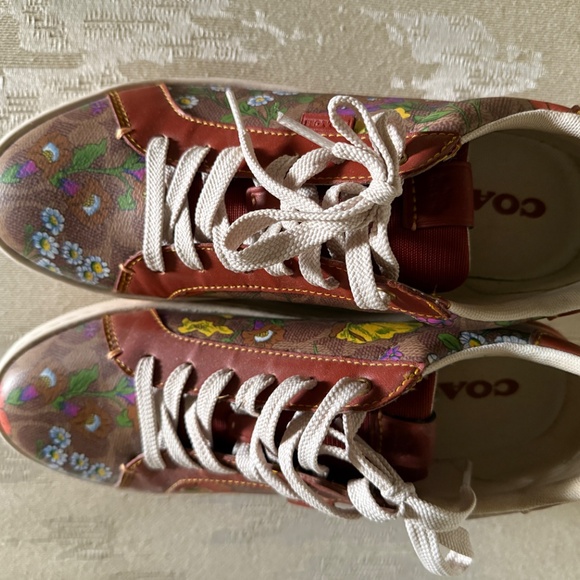 COACH Lowline Coated Canvas Sneakers Tan Size 10 - Picture 2 of 4